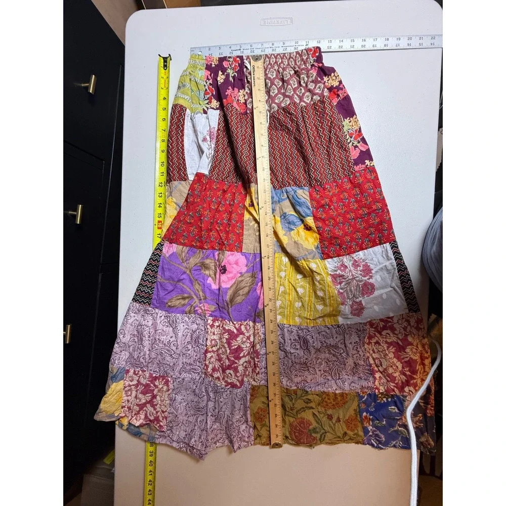 Ashley Taylor Patchwork Maxi Skirt Cotton Boho Floral One Size Multicolor India